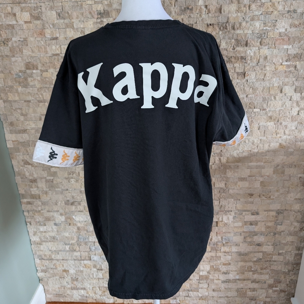 Kappa Authentic 222 Banda Logo Taped Sleeve Graphic Streetwear Shirt Black XXXL